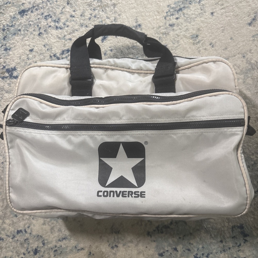 VTG Converse Black Gray Gym Bag Zip Canvas c90's No Rips/Tears Old School Cool!